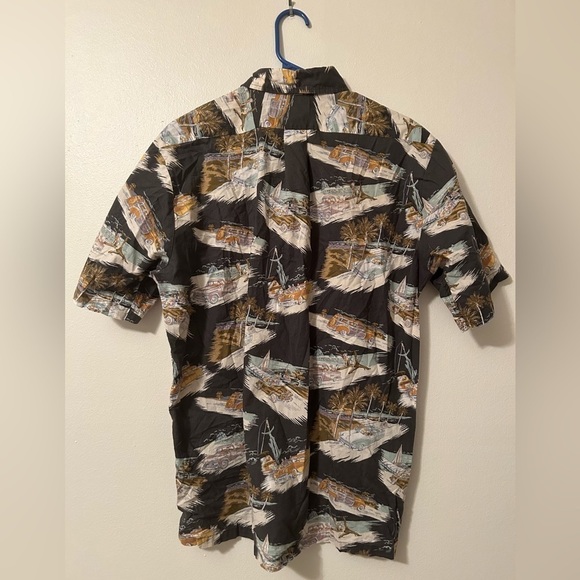 Reyn Spooner Shirt Mens Medium Gray Car‎ Cars Button Up Hawaiian Camp Popover - Picture 2 of 8